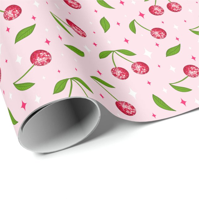 Cherry Disco Ball Pattern Geschenkpapier (Rolleneckpunkt)