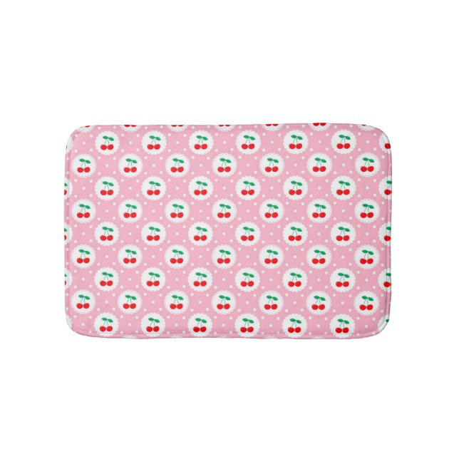 Cherry Dot Pattern - Retro Fruit Gift & Decke Badematte (Vorderseite)