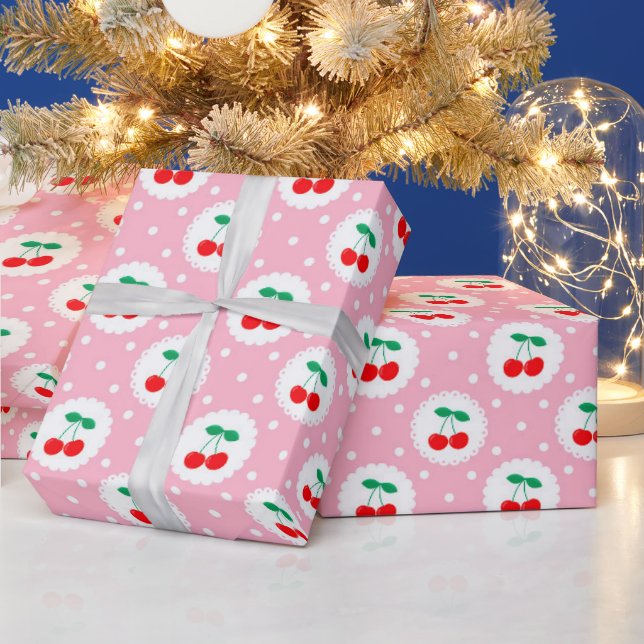 Cherry Dot Pattern - Retro Fruit Gift & Decke Geschenkpapier (Feiertage)