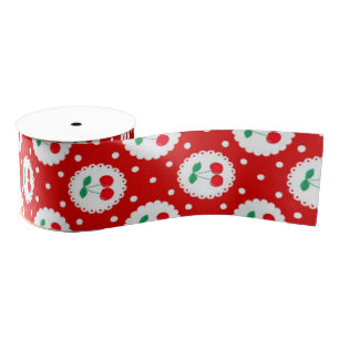 Cherry Dot Pattern - Retro Fruit Gift & Decke Ripsband