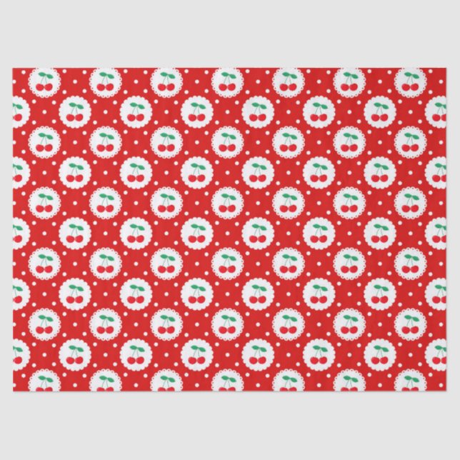 Cherry Dot Pattern - Retro Fruit Gift & Decke Seidenpapier (Vorderseite)