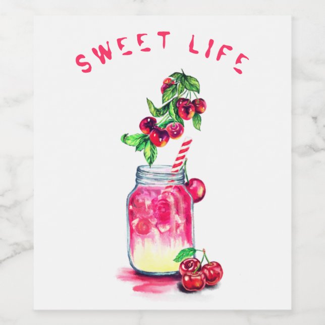 Cherry Drink Wein Flaschen Etiketten - Custom Text (Einzelnes Label)