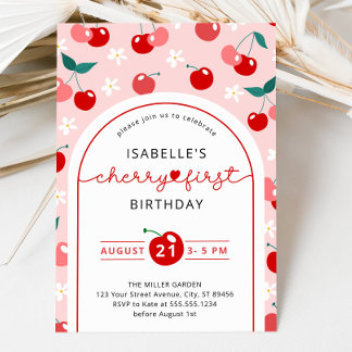 Cherry First Birthday 1. Geburtstag Einladung