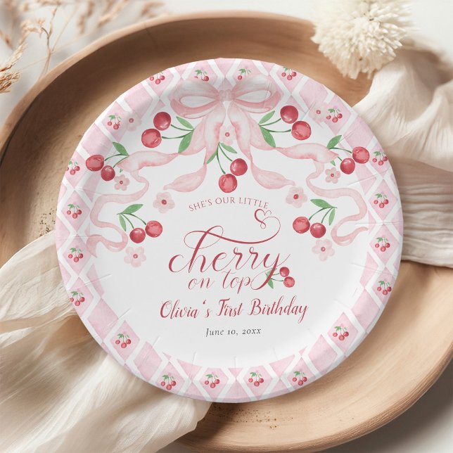 Cherry First Birthday Party Pappteller (Von Creator hochgeladen)