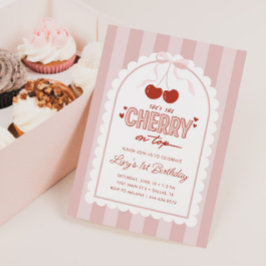 Cherry First Coquette Girls 1. Geburtstag Einladung