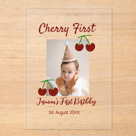 Cherry First Happy Geburtstag Foto Kinder modern r Acryleinladungen