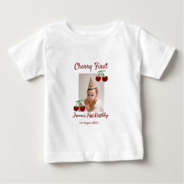 Cherry First Happy Geburtstag Foto Kinder modern r Baby T-shirt