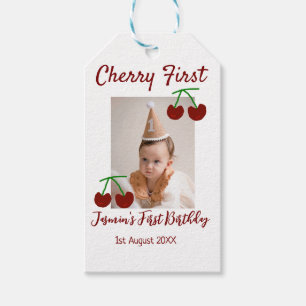 Cherry First Happy Geburtstag Foto Kinder modern r Geschenkanhänger