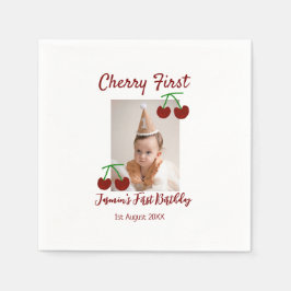 Cherry First Happy Geburtstag Foto Kinder modern r Serviette
