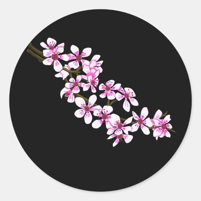 Cherry flowers runder aufkleber (Vorderseite)