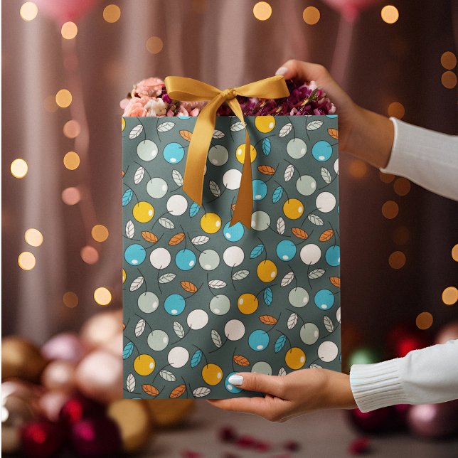 Cherry frucht Cartoon Muster Große Geschenktüte (gift bag, birthday surprise gift bag, teddy bear gift bag, wine gift bag, travel bag, use and throw )