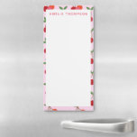 Cherry Frucht Muster in Rosa und Rot Personalisier Magnetischer Notizblock<br><div class="desc">Niedliches Fruchtmuster mit Kirschen in Rosa und Rot.</div>