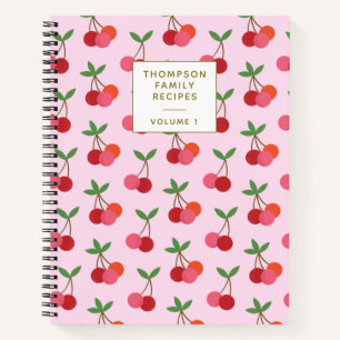 Cherry Frucht Muster Rosa Personalisierte Rezepte Notizbuch