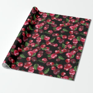 Cherry Fruit auf schwarz Geschenkpapier