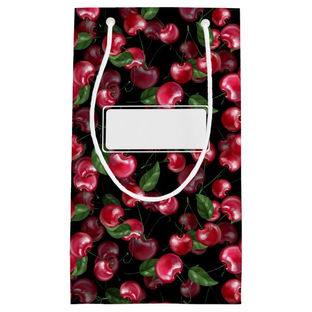 Cherry Fruit auf schwarz Kleine Geschenktüte (Vorderseite)