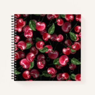 Cherry Fruit auf schwarz Notizbuch