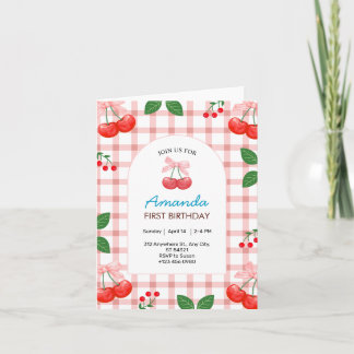 Cherry Fruit erste Geburtstagsparty Faltkarte Einladung