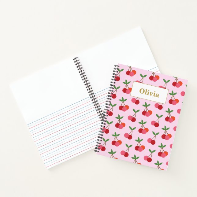 Cherry Fruit Muster Personalisiert Story Journal Notizbuch (Innenseite)