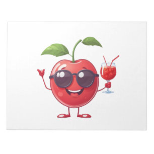 Cherry Fun Freude Urlaub Tropische Getränke Party Notizblock