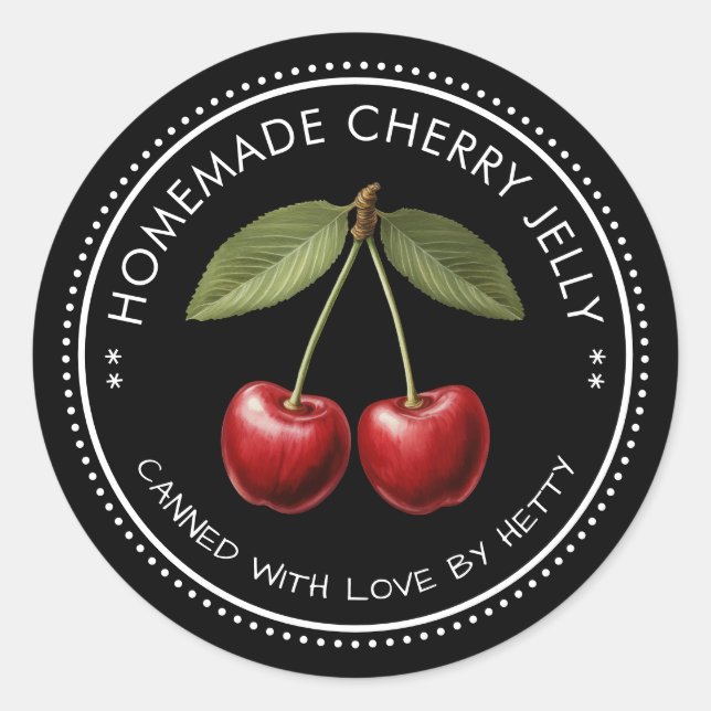 Cherry Gelee Aufkleber für Ihre hausgemachten Reze (Vorderseite)