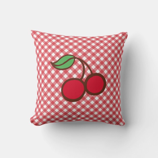 Cherry Gingham Pillow Kissen (Vorderseite)