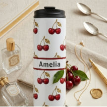 Cherry & Golden Leaves Custom Name Design Gift