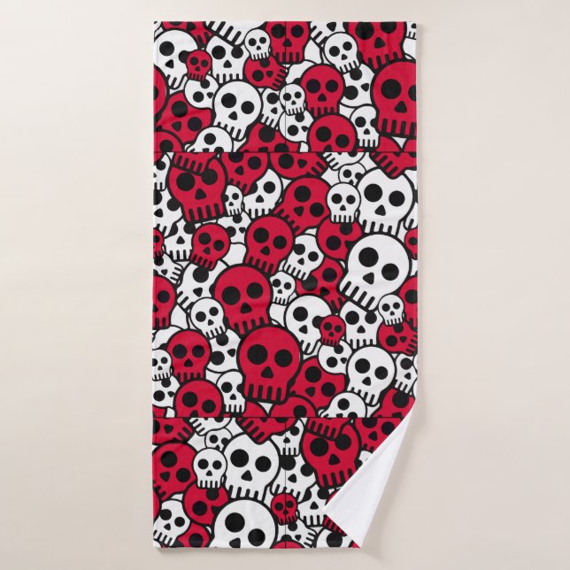 Cherry Gothic Skull Muster Print Badehandtuch (Badehandtuch)