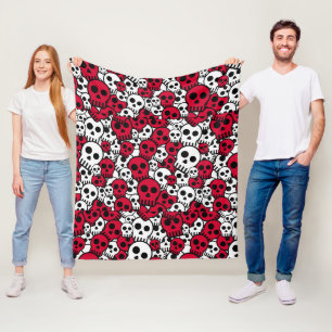 Cherry Gothic Skull Muster Print Fleecedecke