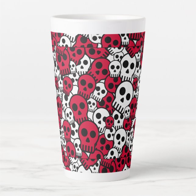 Cherry Gothic Skull Muster Print Milchtasse (Vorderseite)