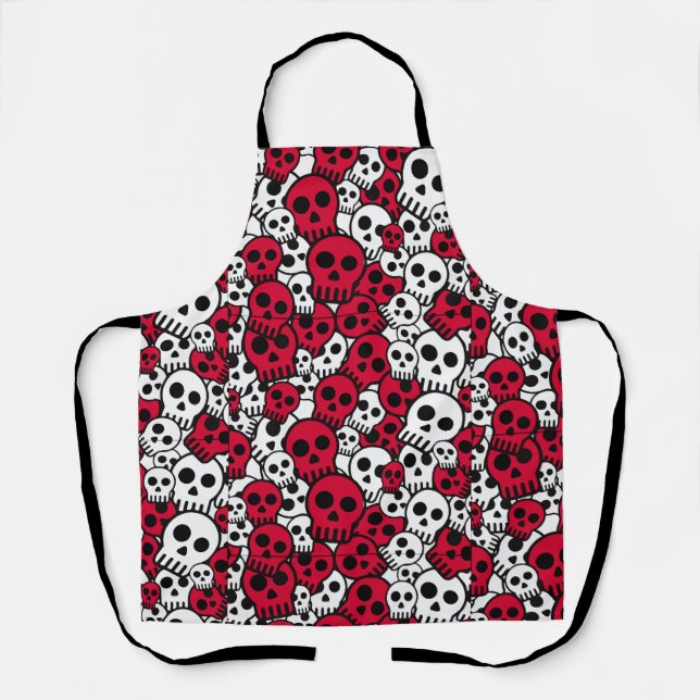 Cherry Gothic Skull Muster Print Schürze (Vorderseite)