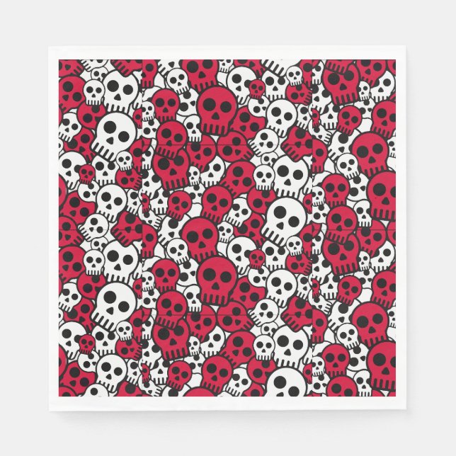 Cherry Gothic Skull Muster Print Serviette (Vorderseite)