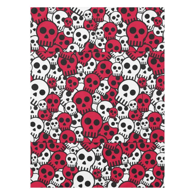 Cherry Gothic Skull Muster Print Tischdecke (Vorderseite)