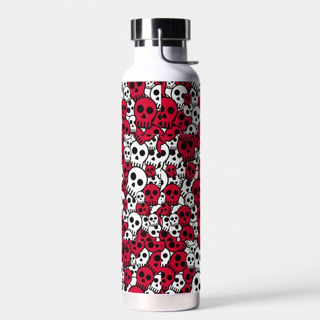 Cherry Gothic Skull Muster Print Trinkflasche (Links)