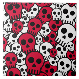 Cherry Gothic-Totenkopf-Musterdruck Fliese
