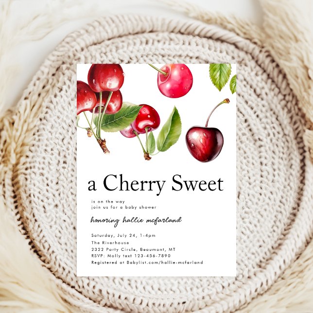 Cherry Heart Baby Shower Einladung (Von Creator hochgeladen)