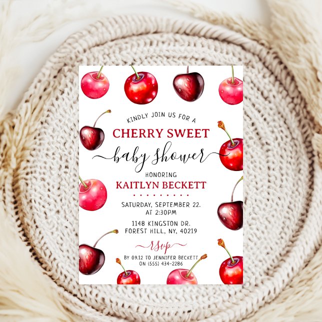Cherry Heart Baby Shower Einladung (Von Creator hochgeladen)