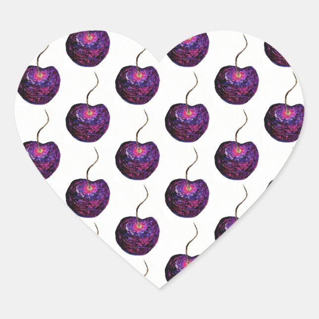 Cherry Heart Shaped Sticker (Vorderseite)
