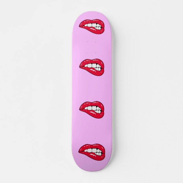 Cherry Hot Lips Popper Girl Skateboard Deck (Vorne)