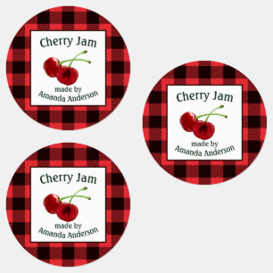 Cherry Jam Cherries Kariert C Food Label Etiketten