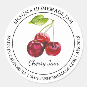 Cherry Jam Modern Label Runder Aufkleber