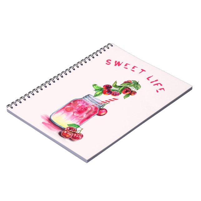 Cherry Juice Cool Drink Fruit Notebook Notizblock (Linke Seite)