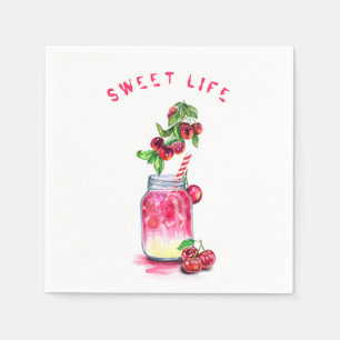 Cherry Juice Cool Drink Party Napkins Custom Text Serviette