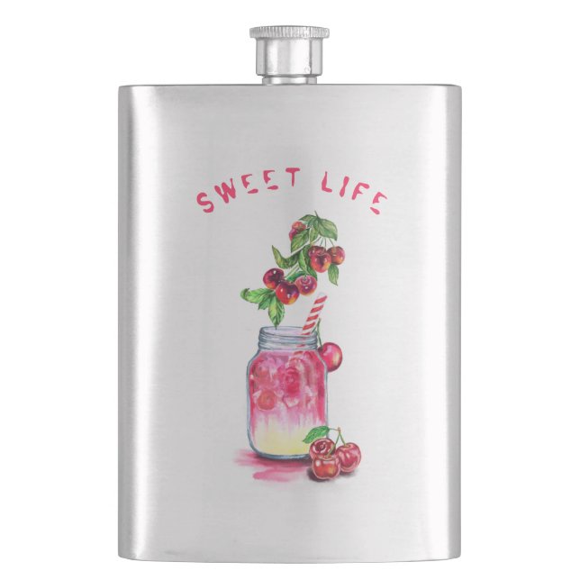 Cherry Juice Drink Flask - Benutzerdefinierter Tex Flachmann (Vorderseite)