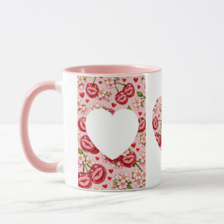 Cherry Kiss Heart Mug Tasse