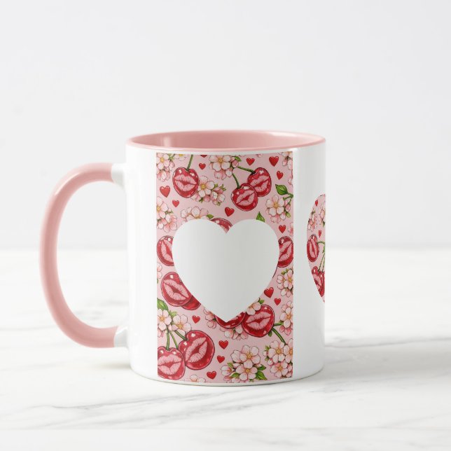 Cherry Kiss Heart Mug Tasse (Links)