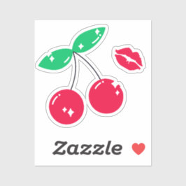 cherry kiss love aufkleber