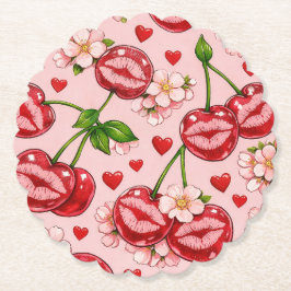 Cherry Kiss Paper Coaster Untersetzer