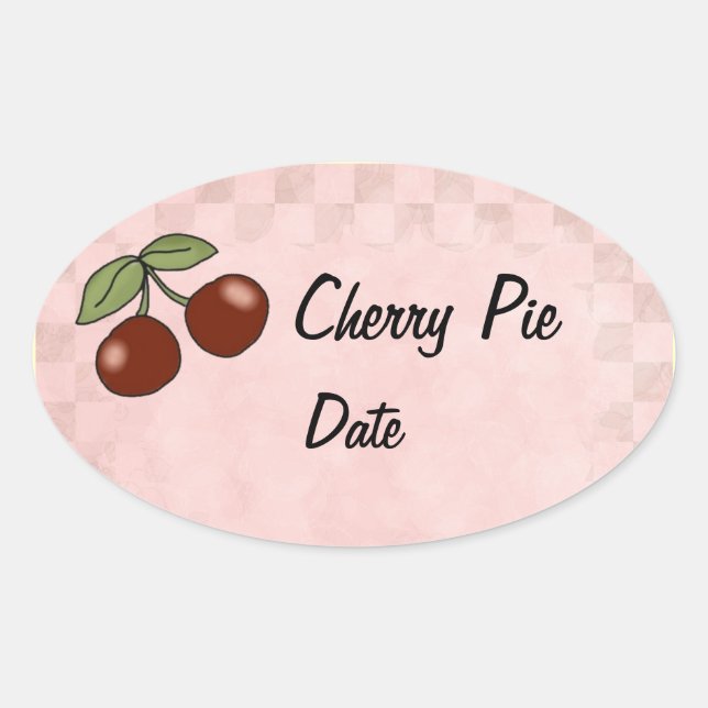 Cherry Kitchen Lables Ovaler Aufkleber (Vorderseite)