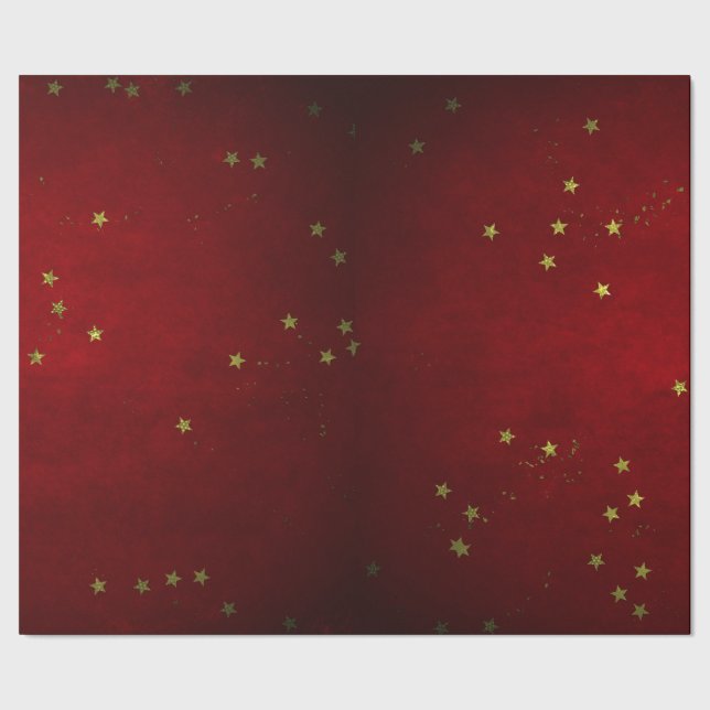 Cherry Lacquer Golden Star  Geschenkpapier (Saum)