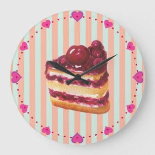 Cherry Layer Cake Wall Clock Große Wanduhr